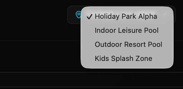 Site switcher — instantly change between properties and monitored areas